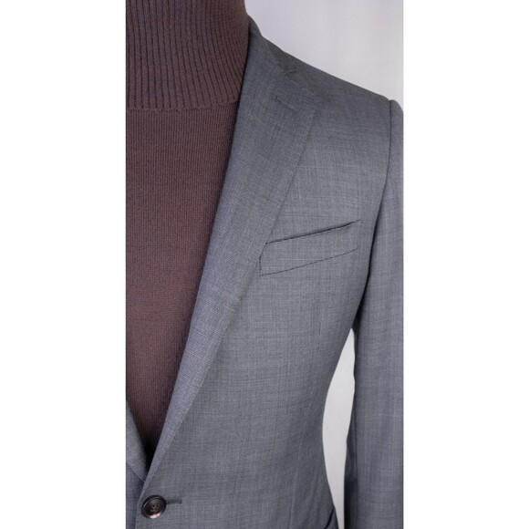 Sene Men's Sport Coat Jacket Blazer WOOL 2-Button Sz 38R Textured Gray SLIM EUC - Picture 4 of 13